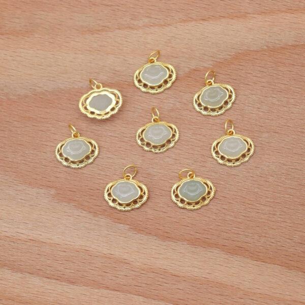 2pcs / 5 pcs cloud charm, nephrite charm, white charm, sterling silver charm, gild bead, golden charm - Image 4