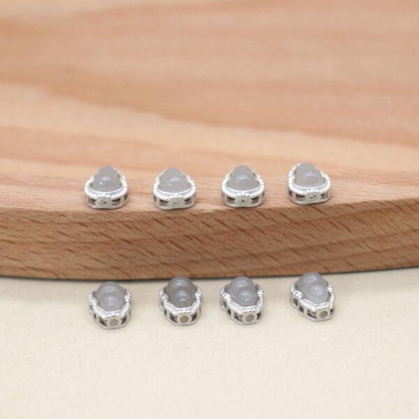 2pcs / 5 pcs gourd bead, bezel bead, nephrite bead, purple gray bead, sterling silver bead, silver bead - Image 4