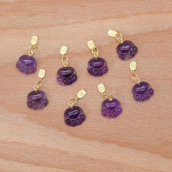 cat paw charm, amethyst charm, purple charm, sterling silver charm, gild bead, golden charm, 2pcs / 5 pcs - Image 4