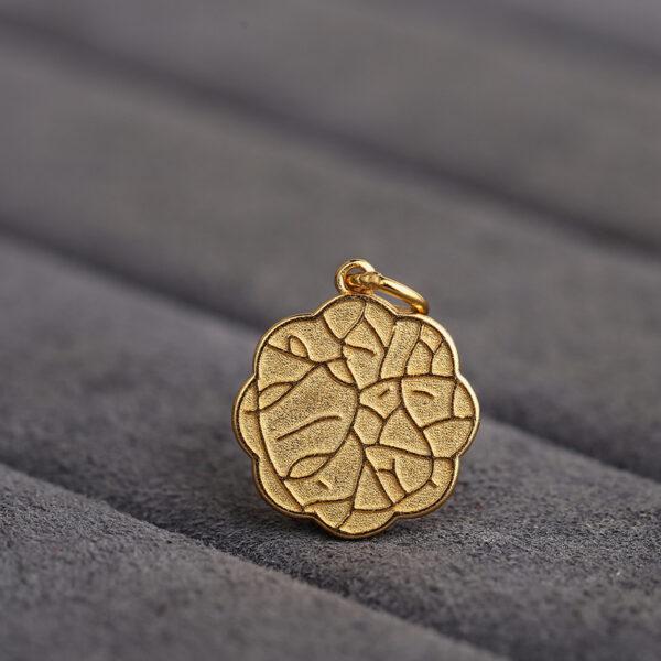 flower charm, round bead, s925 sterling silver, golden charm, gild bead - Image 4