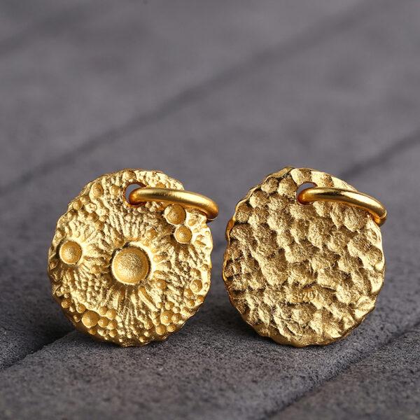 Meteor Crater charm, s925 sterling silver, golden charm, gild bead - Image 4