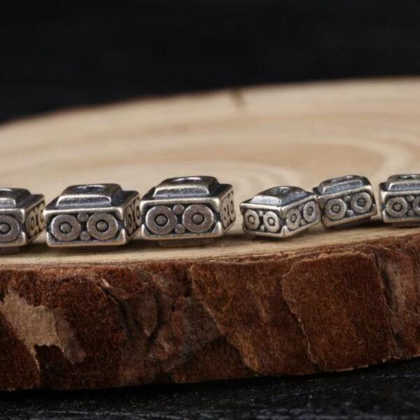 square bead, circle pattern bead, spacer bead, s925 sterling silver, silver bead, oxidized silver bead - Image 5