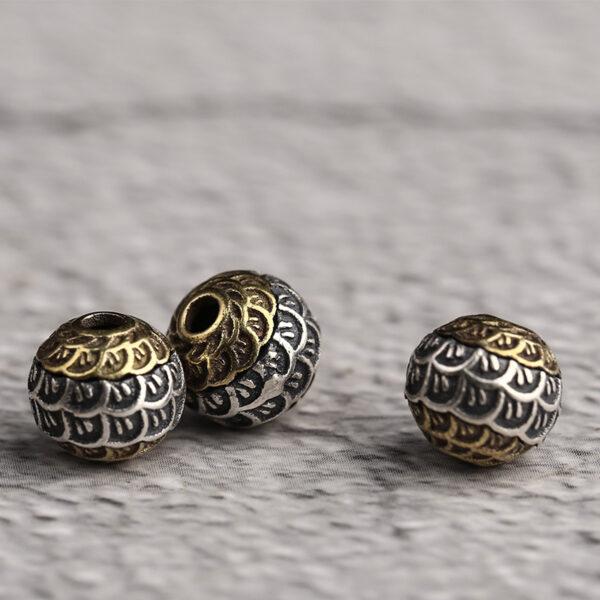 ball bead, dragon scale pattern bead, spacer bead, s925 sterling silver, silver bead, oxidized silver bead - Image 5