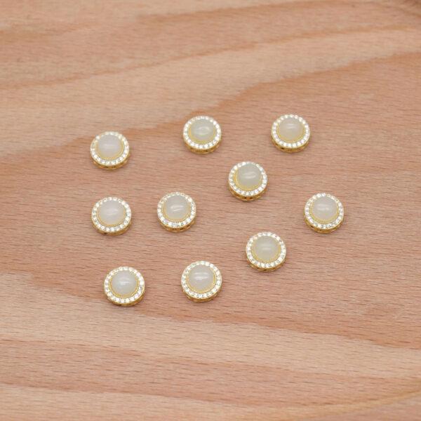 2pcs / 5 pcs round bead, bezel bead, nephrite bead, white bead, sterling silver bead, gild bead, golden bead - Image 5