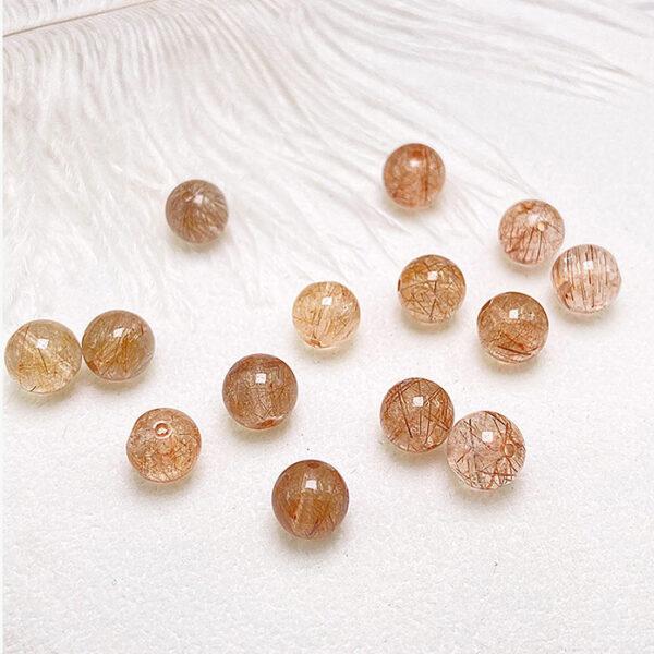 Copper Rutilated Quartz bead, round bead, through hole bead - Image 5