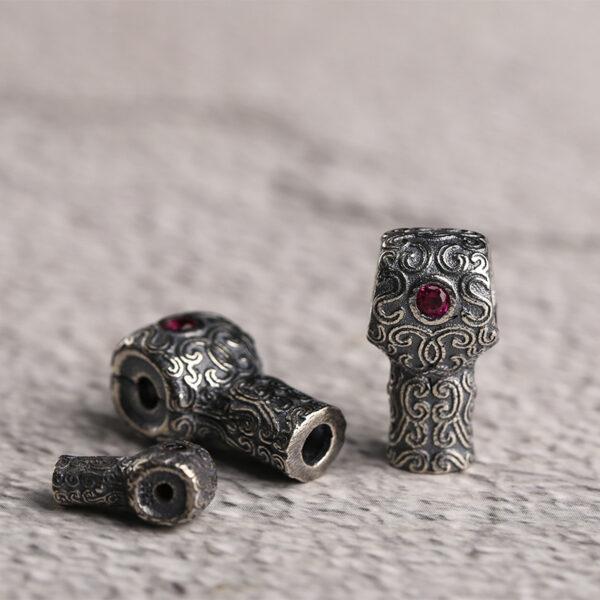 T drilled bead, cloud pattern bead, spacer bead, s925 sterling silver, silver bead, oxidized silver bead - Image 5