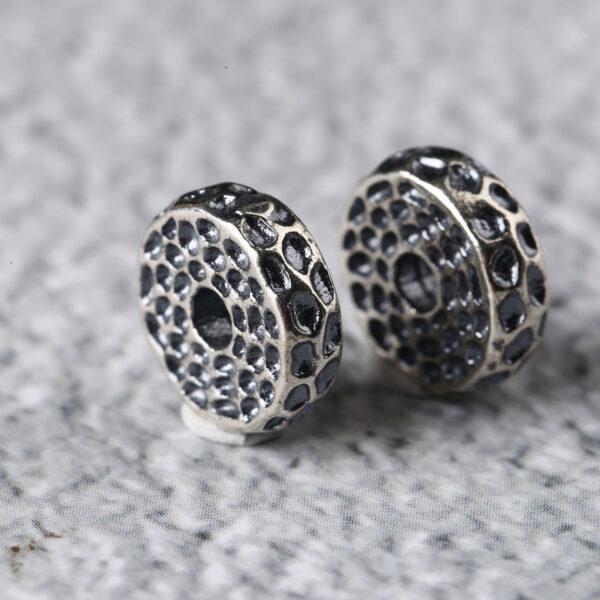 oblate bead, small pits pattern bead, spacer bead, s925 sterling silver, silver bead, oxidized silver bead - Image 5