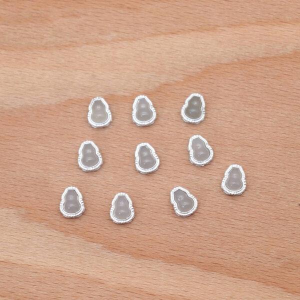 2pcs / 5 pcs gourd bead, bezel bead, nephrite bead, purple gray bead, sterling silver bead, silver bead - Image 5