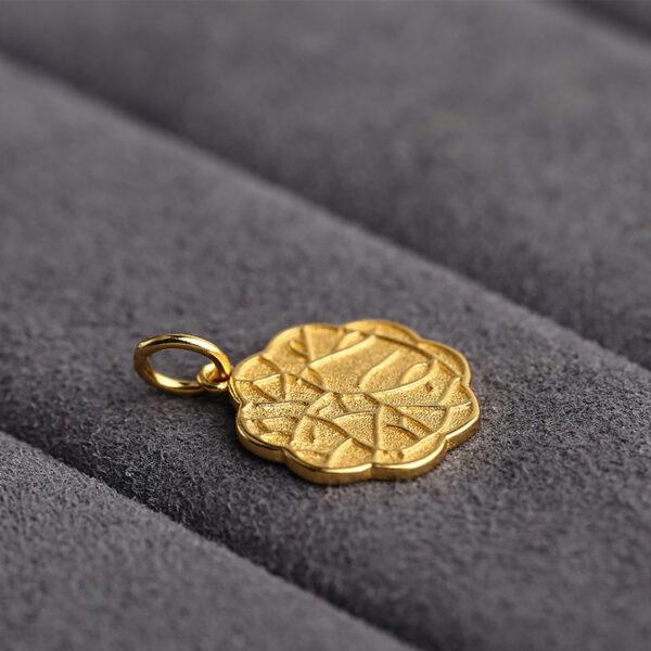 flower charm, round bead, s925 sterling silver, golden charm, gild bead - Image 5
