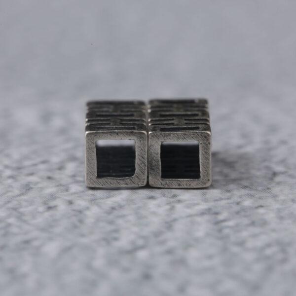 hollow 喜 bead, spacer bead, s925 sterling silver, silver bead, oxidized silver bead - Image 5