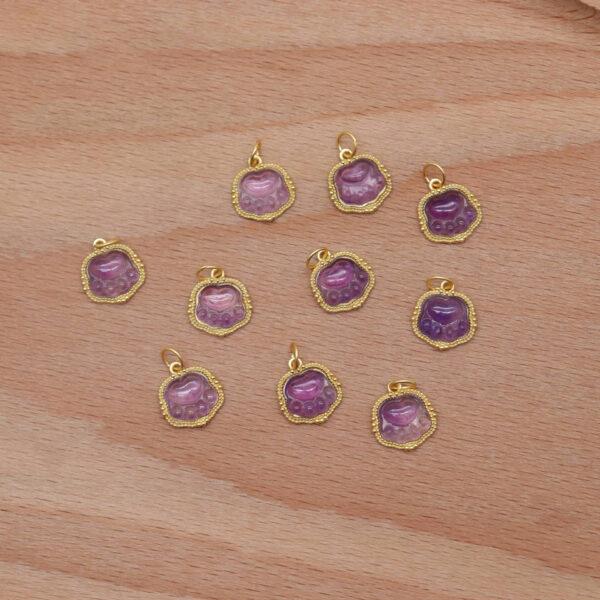 2pcs / 5 pcs cat paw charm, amethyst charm, purple charm, sterling silver charm, gild bead, golden charm - Image 5