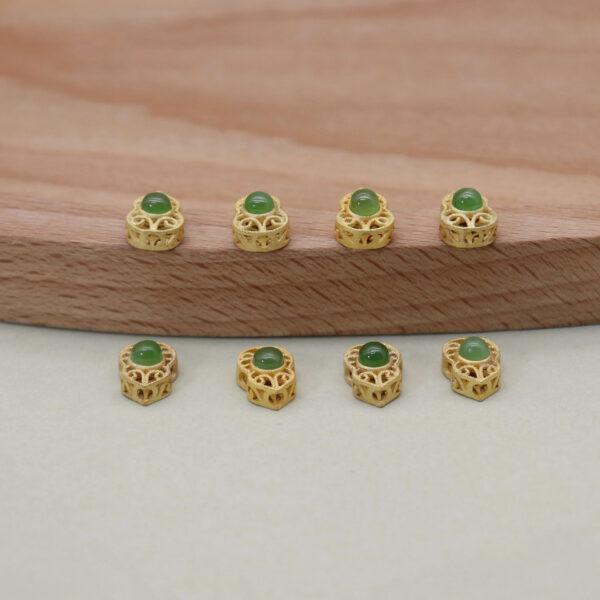 2pcs / 5 pcs bezel bead, gourd bead, nephrite bead, green bead, sterling silver bead, gild bead, golden bead - Image 5