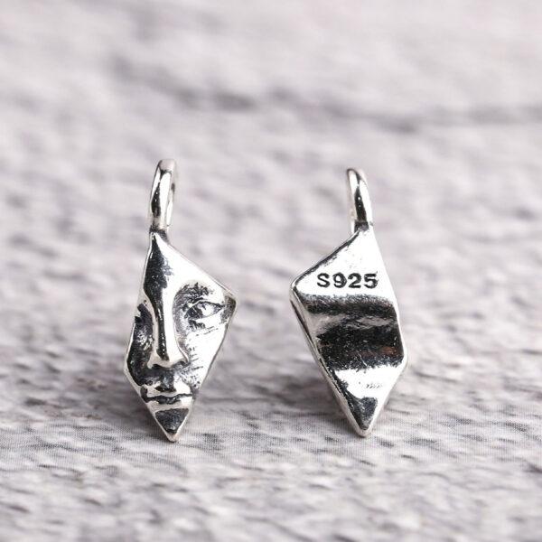 half face charm, s925 sterling silver, silver bead, silver charm, oxidized silver bead - Image 6