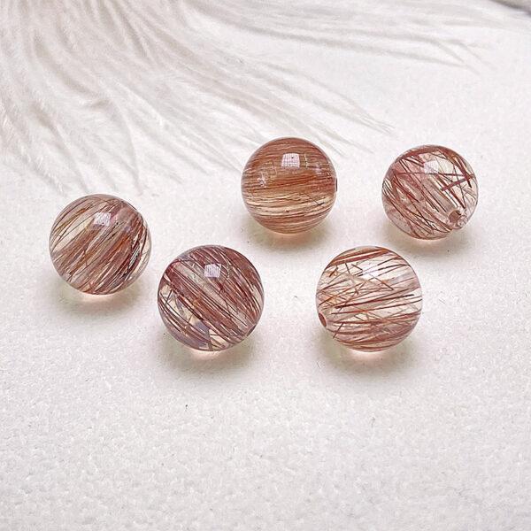 Copper Rutilated Quartz bead, round bead, through hole bead - Image 6