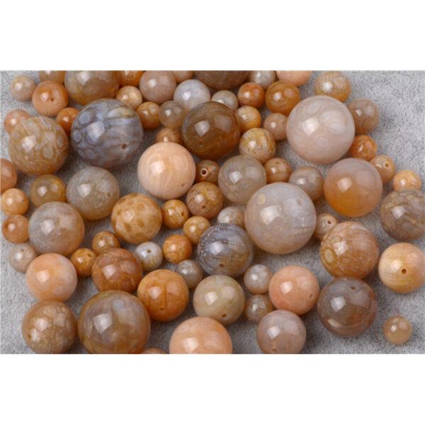 Agatized Coral bead, fossil coral bead, round bead, through hole bead - Image 6