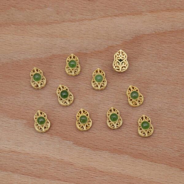 2pcs / 5 pcs bezel bead, gourd bead, nephrite bead, green bead, sterling silver bead, gild bead, golden bead - Image 6