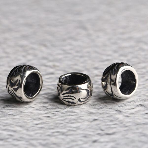 drum bead, vine bead, spacer bead, s925 sterling silver, silver bead, oxidized silver bead - Image 6