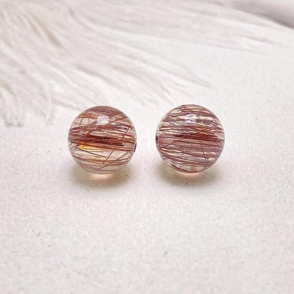 Copper Rutilated Quartz bead, round bead, through hole bead - Image 7
