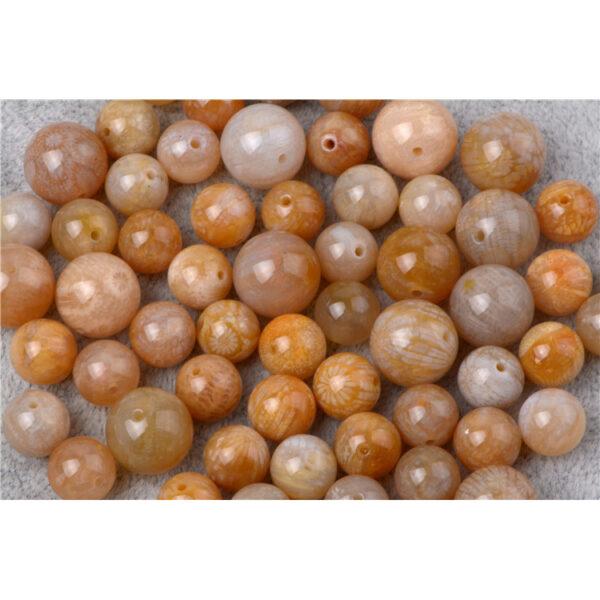 Agatized Coral bead, fossil coral bead, round bead, through hole bead - Image 7