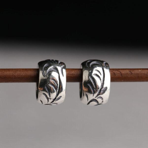 drum bead, vine bead, spacer bead, s925 sterling silver, silver bead, oxidized silver bead - Image 7