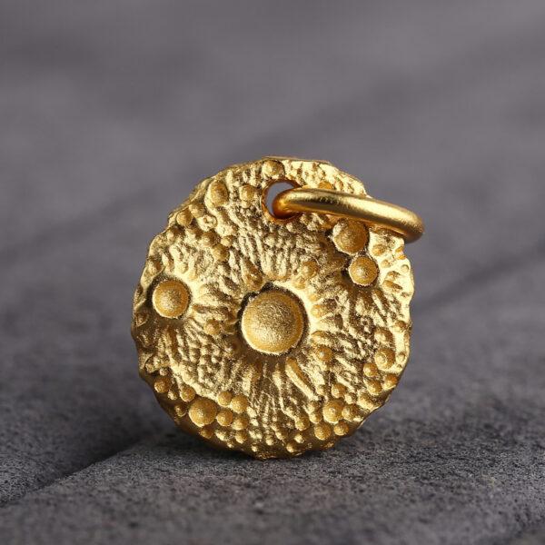 Meteor Crater charm, s925 sterling silver, golden charm, gild bead - Image 8