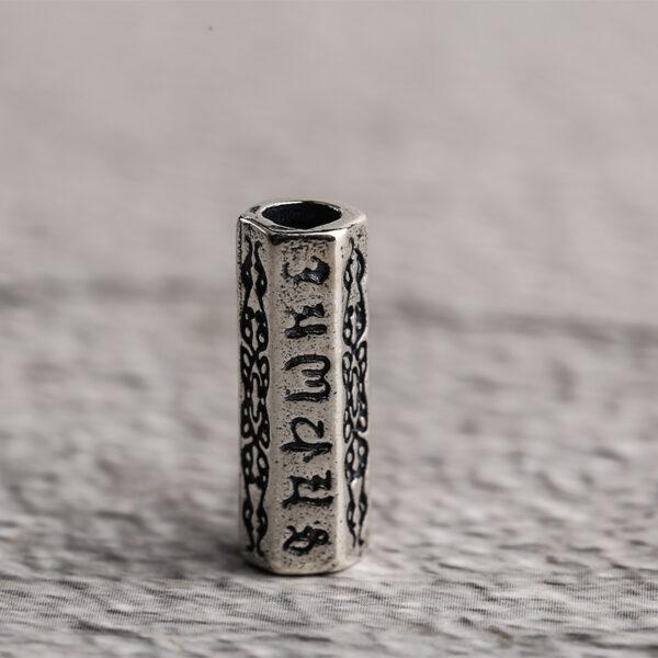 Hexagonal prism bead, tube bead, Buddhist Six-Syllable Mantra pattern bead, spacer bead, s925 sterling silver, silver bead, oxidized silver bead - Image 6
