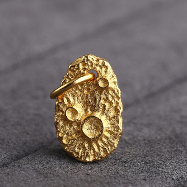 Meteor Crater charm, s925 sterling silver, golden charm, gild bead - Image 7