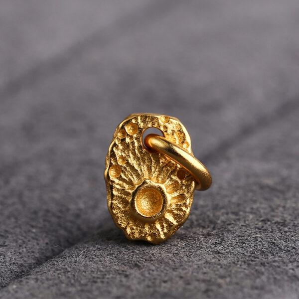 Meteor Crater charm, s925 sterling silver, golden charm, gild bead - Image 6