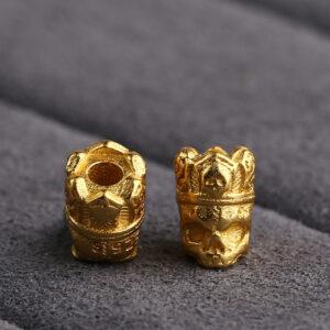 skull shape bead, crown bead, crown skull bead, spacer bead, s925 sterling silver, sterling silver bead, golden bead, gild bead