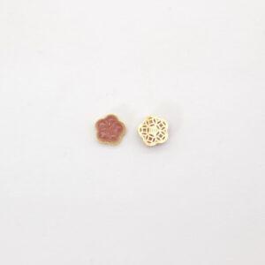 peach flower bead, bezel bead, strawberry quartz bead, red bead, sterling silver bead, gild bead, golden bead, 2pcs / 5 pcs