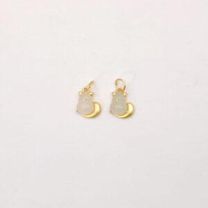 cat charm, nephrite charm, sterling silver charm, gild bead, golden charm, 2pcs / 5 pcs