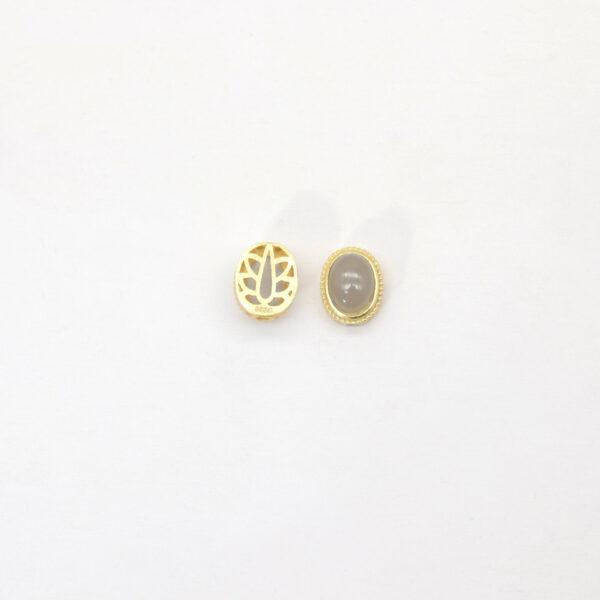 oval bead, bezel bead, nephrite bead, purple gray bead, sterling silver bead, gild bead, golden bead, 2pcs / 5 pcs