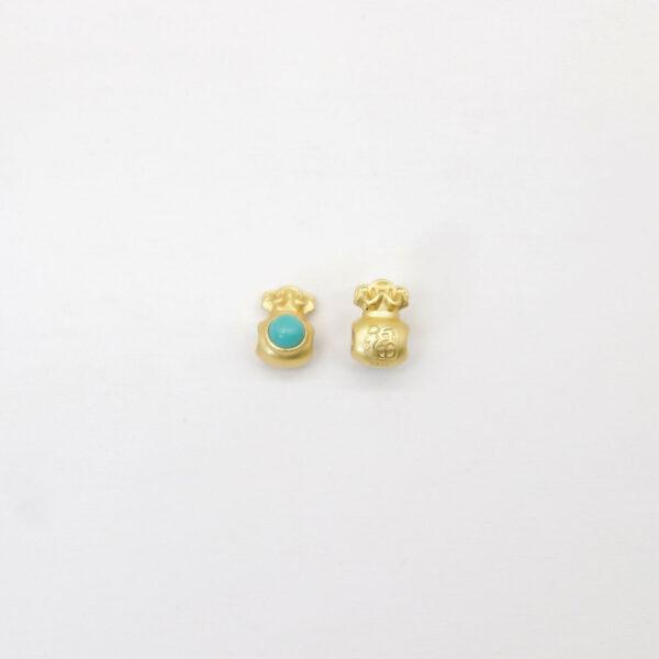 flower bead, bezel bead, spacer bead, turquoise bead, green bead, sterling silver bead, gild bead, golden bead, 2pcs / 5 pcs