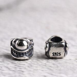 laughing clown bead, spacer bead, s925 sterling silver, silver bead, oxidized silver bead