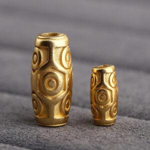 dzi bead, oval bead, spacer bead, s925 sterling silver, sterling silver bead, golden bead, gild bead