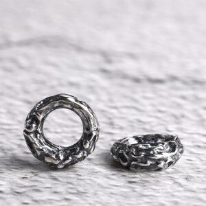 bumpy surface bead, ring bead, spacer bead, s925 sterling silver, silver bead, oxidized silver bead