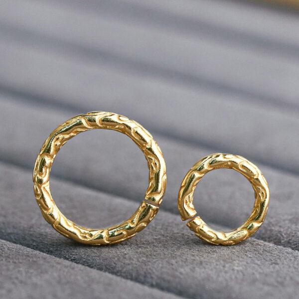 fret pattern bead, ring bead, open ring bead, spacer bead, s925 sterling silver, sterling silver bead, golden bead, gild bead