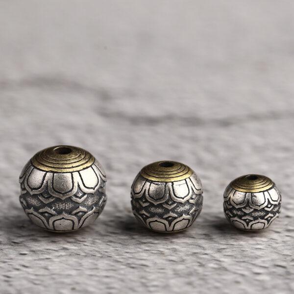 lotus flower bead, flower bead, round bead, spacer bead, s925 sterling silver, silver bead, oxidized silver bead