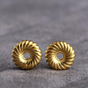 donut bead, spiral pattern bead, spacer bead, s925 sterling silver, sterling silver bead, golden bead, gild bead
