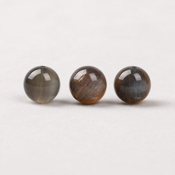 black gold sun stone bead, black bead, round bead, through hole bead, natural bead, genuine bead