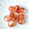 red hematite quartz bead, red bead, clear bead, round bead, through hole bead, natural bead, genuine bead
