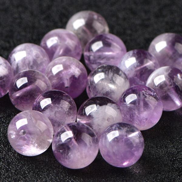purple rutilated quartz bead, purple bead, clear bead, round bead, through hole bead, natural bead, genuine bead