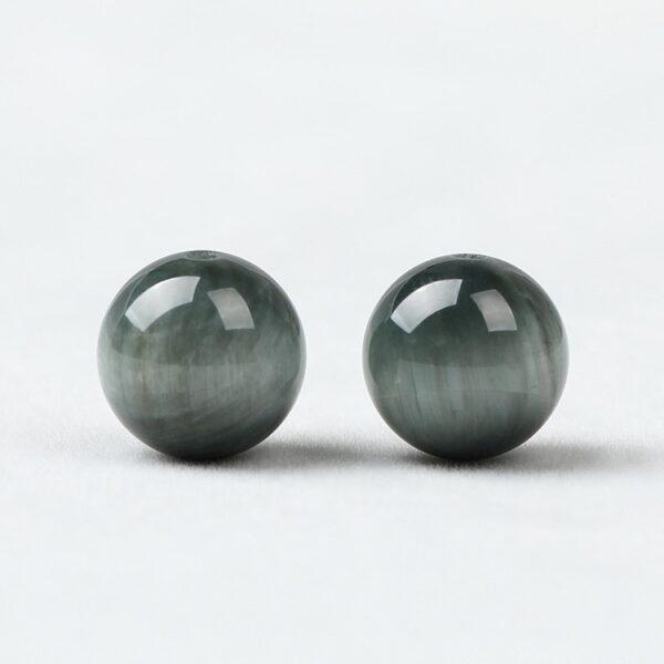 falcon eye bead, gray bead, round bead, through hole bead, natural bead, genuine bead