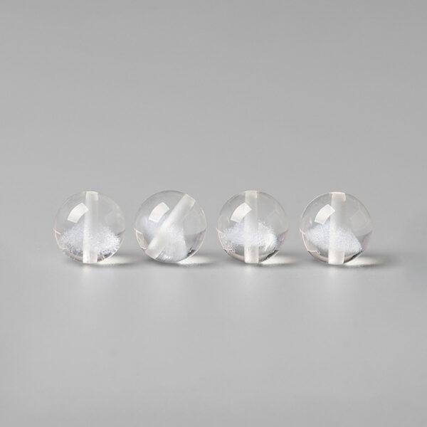 white phantom quartz bead, white bead, clear bead, round bead, through hole bead, natural bead, genuine bead
