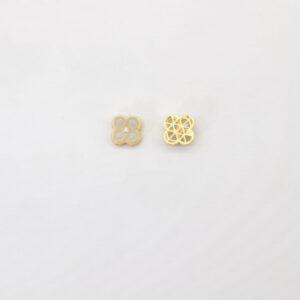 four-leaf clover bead, bezel bead, nephrite bead, sterling silver bead, gild bead, golden bead, 2pcs / 5 pcs