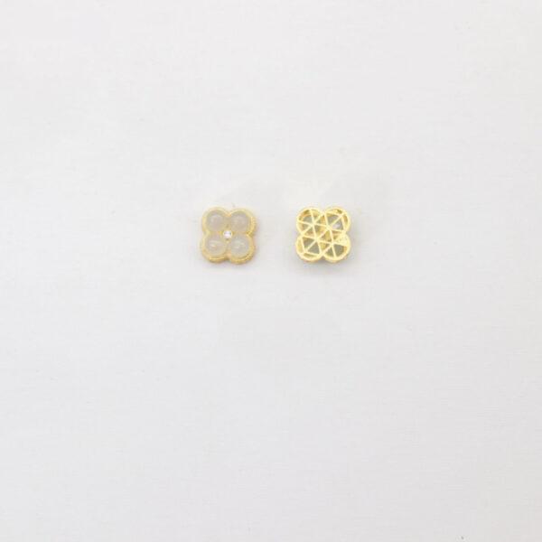 four-leaf clover bead, bezel bead, nephrite bead, sterling silver bead, gild bead, golden bead, 2pcs / 5 pcs