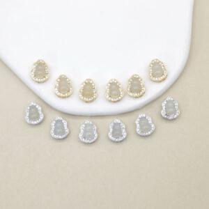 gourd bead, bezel bead, nephrite bead, white bead, sterling silver bead, gild bead, golden bead, 2pcs / 5 pcs