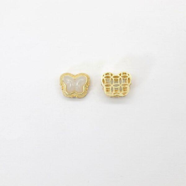butterfly bead, bezel bead, nephrite bead, white bead, sterling silver bead, gild bead, golden bead, 2pcs / 5 pcs