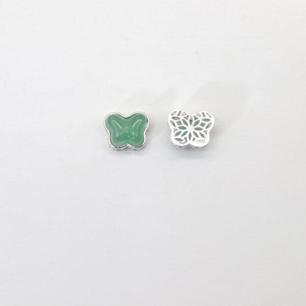 butterfly bead, bezel bead, quartz bead, green bead, sterling silver bead, gild bead, golden bead, 2pcs / 5 pcs