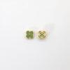 four-leaf clover bead, bezel bead, nephrite bead, green bead, sterling silver bead, gild bead, golden bead, 2pcs / 5 pcs
